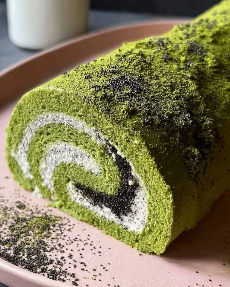 Matcha-Swiss-Roll-Cake-with-Black-Sesame-Mousse-Recipe