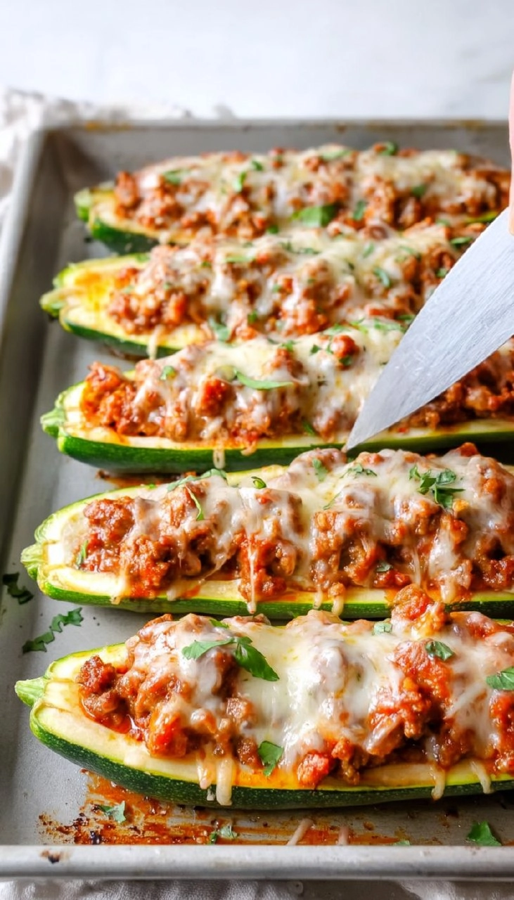 Sausage Stuffed Zucchini Boats