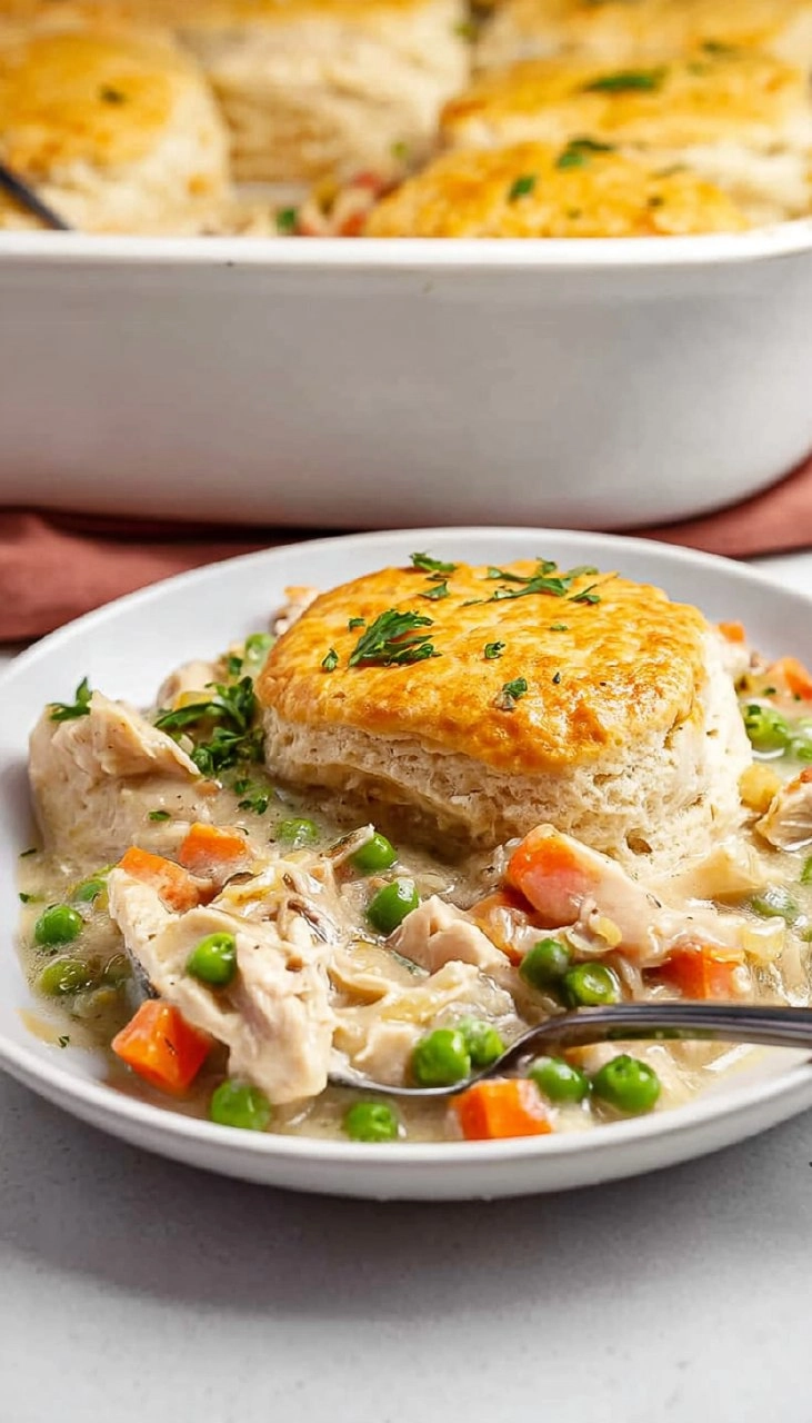 Chicken Pot Pie Casserole With Biscuits
