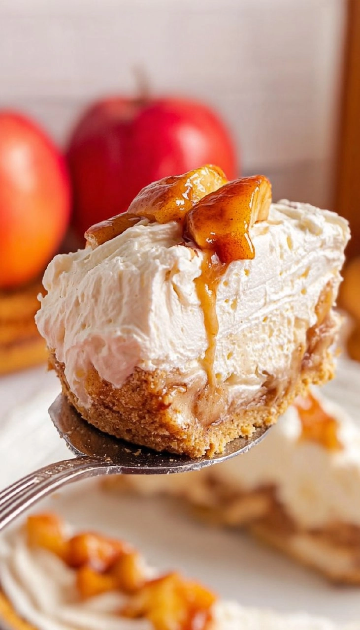 Creamy No Bake Apple Cheesecake Pie