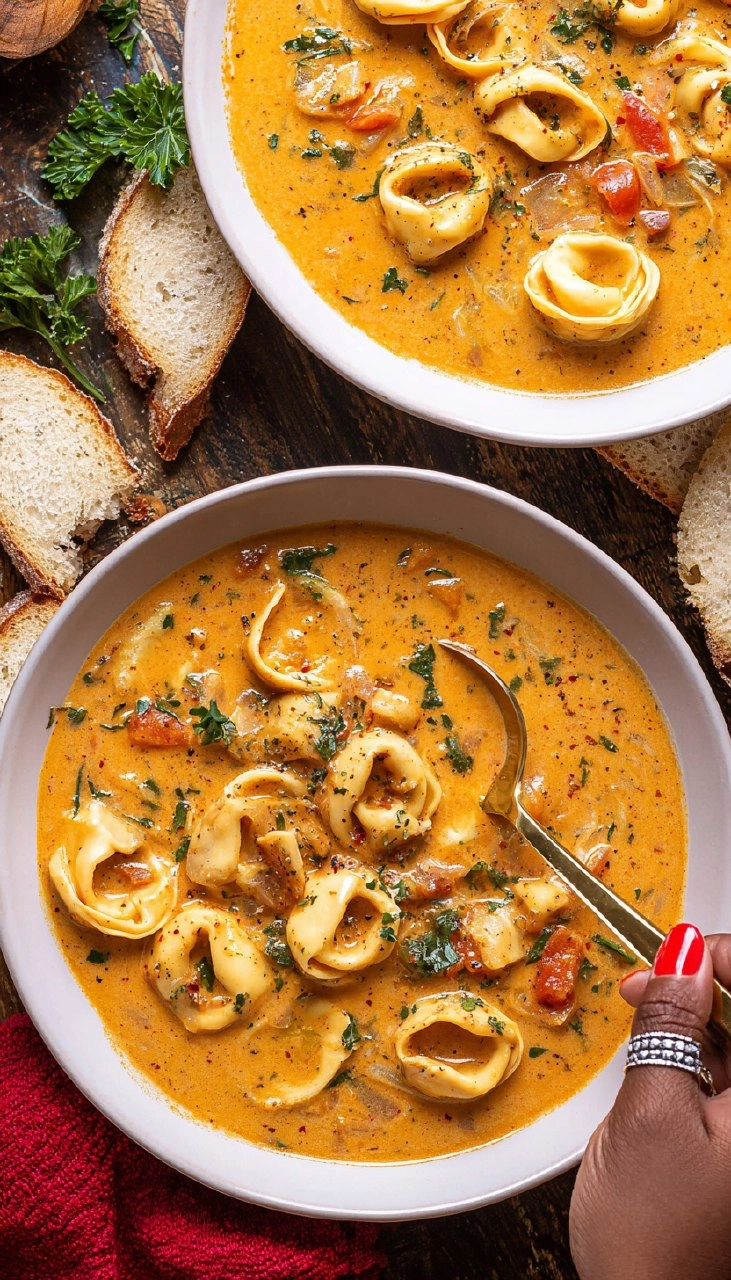 Creamy Tuscan Tortellini Soup [Easy + Comforting]