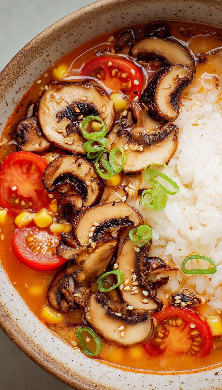 Tomato Miso Soup with Garlic Sesame Mushrooms 115 Tomato Miso Soup with Garlic Sesame Mushrooms